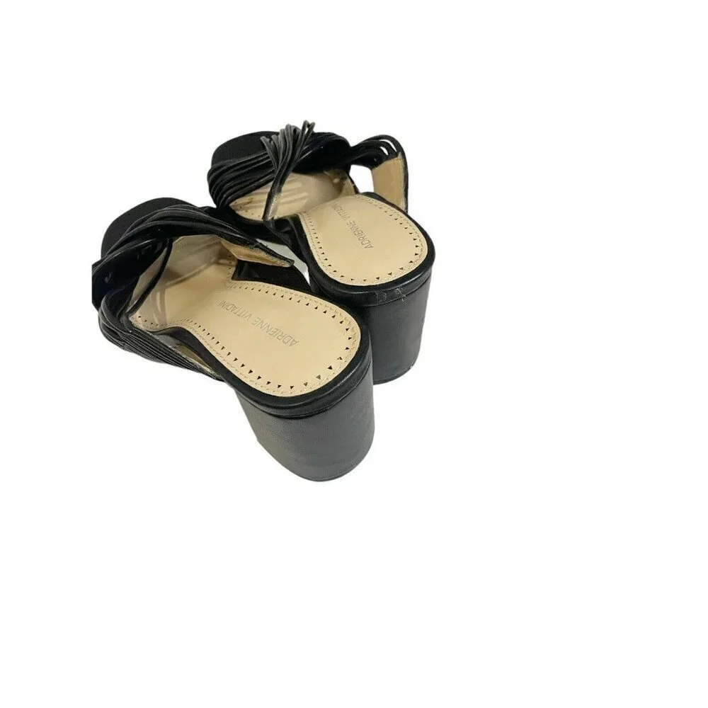 Adrienne Vittadini Annalee Sandals Sz‎ 8.5 Black Slip On Open Toe Block Heel